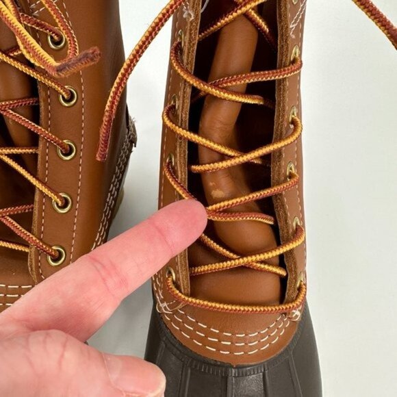 L.L. Bean Original Classic Brown Bean Leather Waterproof Rain Lace Up 6 Boots - Picture 3 of 9